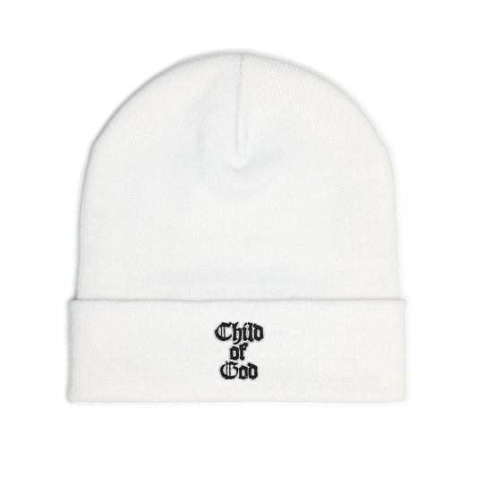 Embroidered 'Child of God' Knit Beanie – Cozy Faith-Inspired Winter Hat