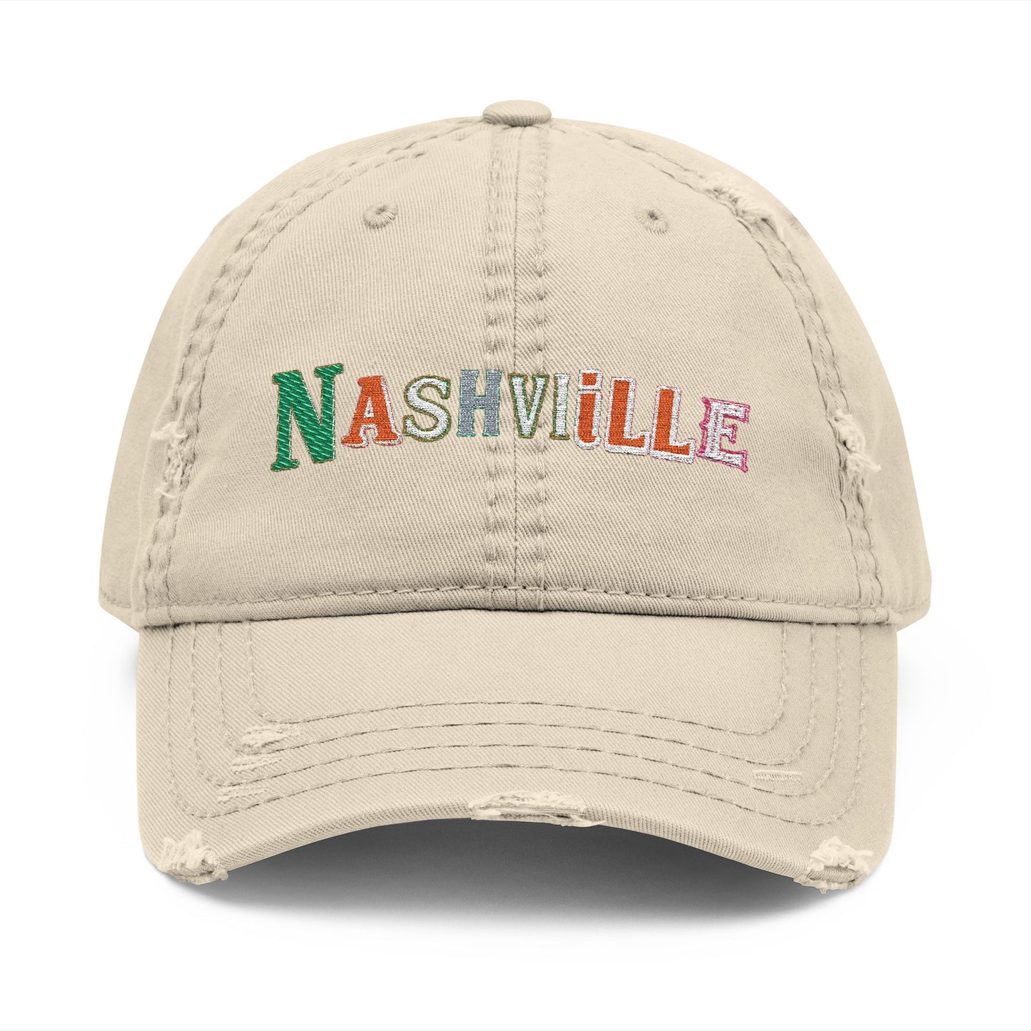 Nashville Distressed Embroidered Dad Hat — Vintage City Baseball Cap