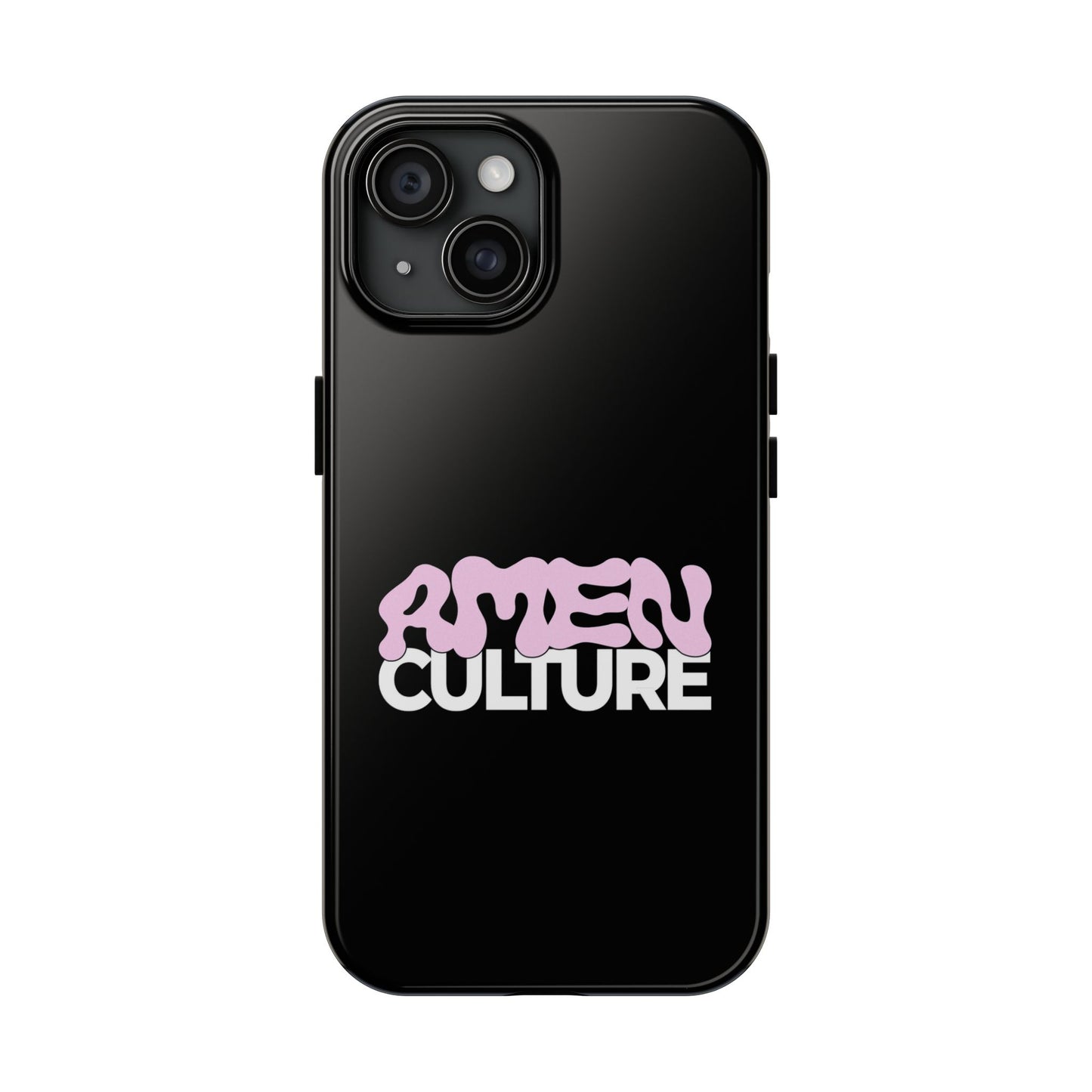 Amen Culture Tough Phone Case — Glossy Protective iPhone Cover with Pink Retro Logo