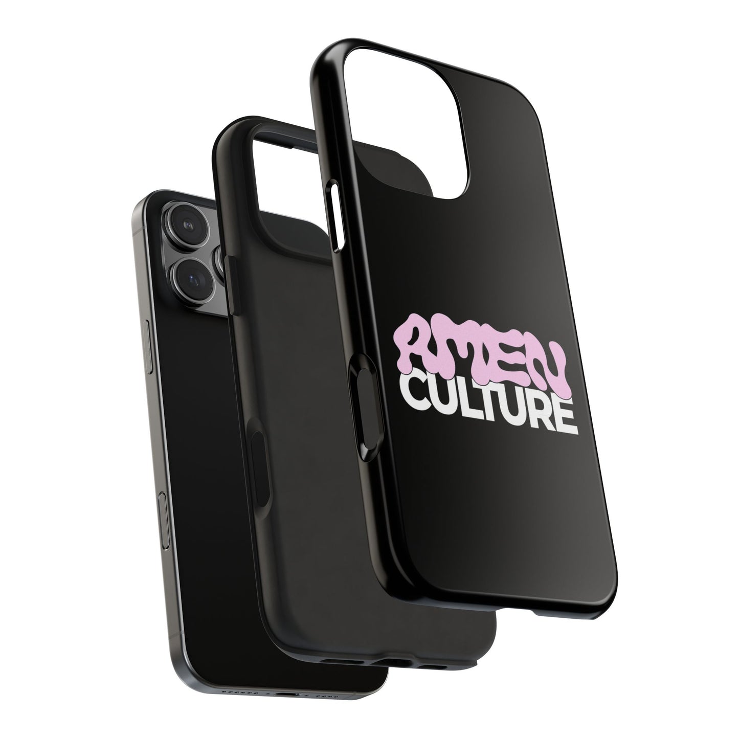 Amen Culture Tough Phone Case — Glossy Protective iPhone Cover with Pink Retro Logo