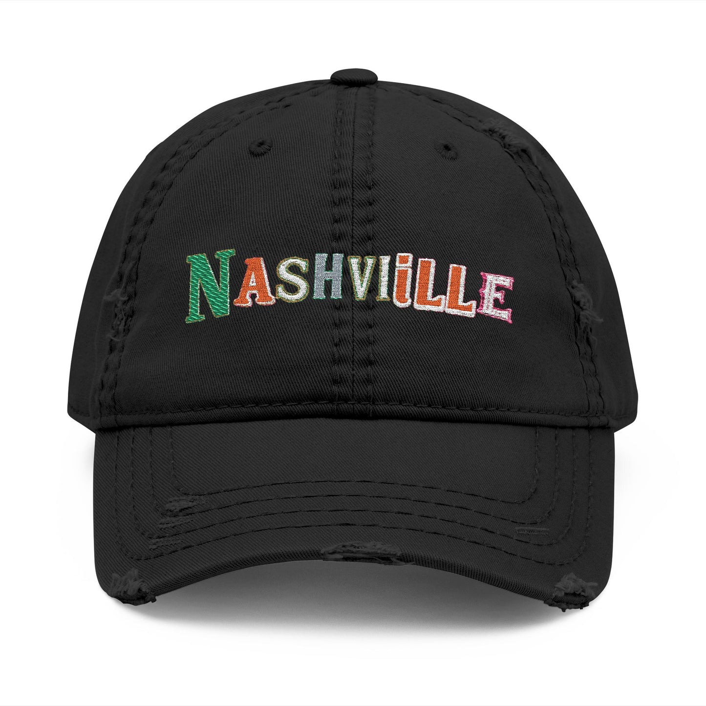 Nashville Distressed Embroidered Dad Hat — Vintage City Baseball Cap