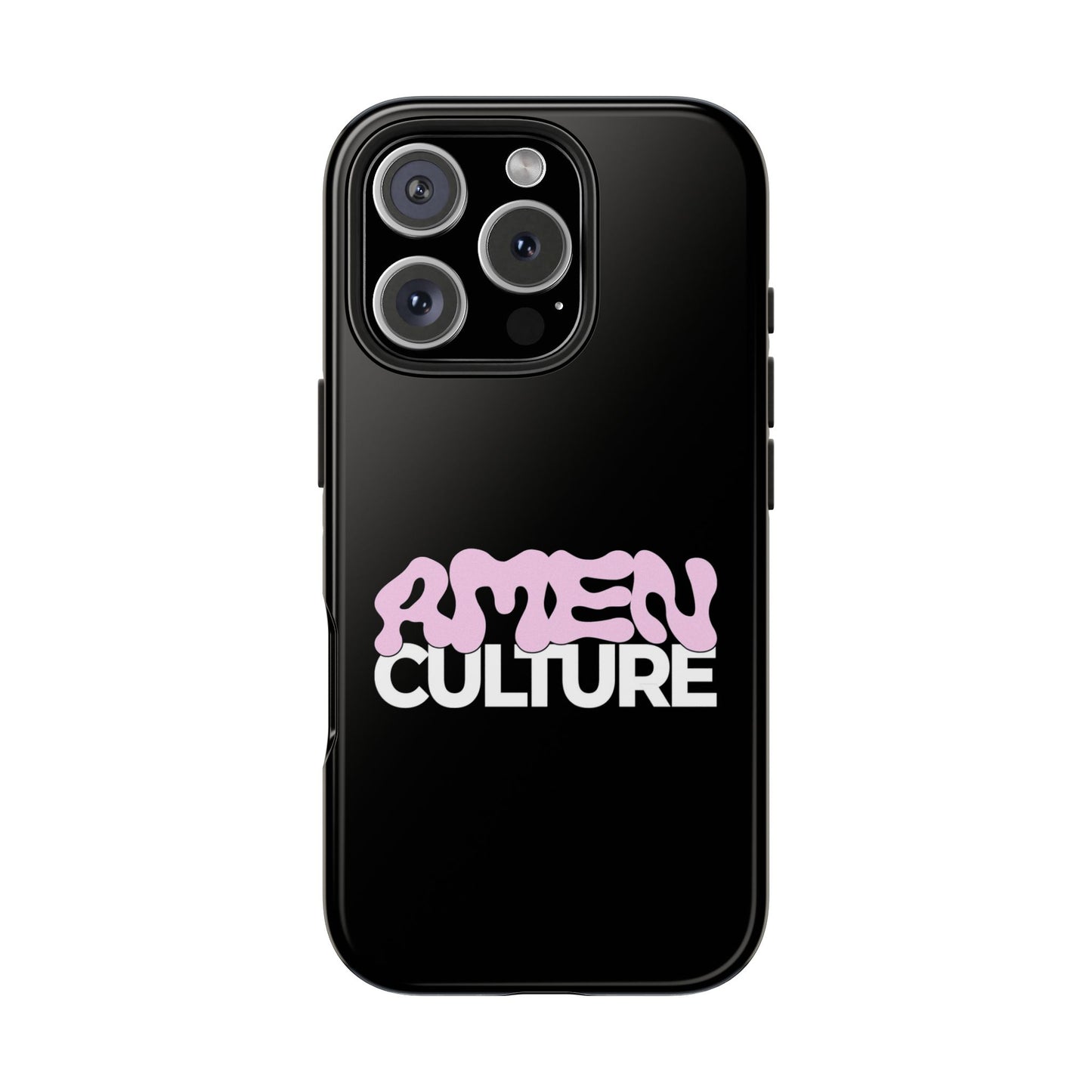 Amen Culture Tough Phone Case — Glossy Protective iPhone Cover with Pink Retro Logo