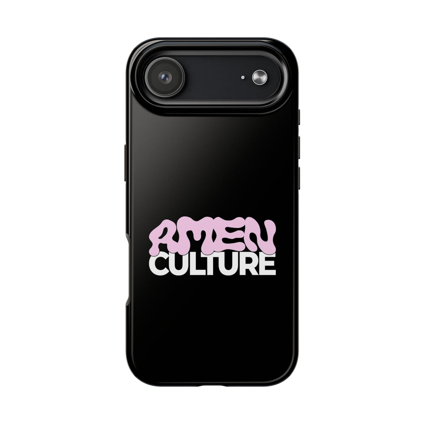 Amen Culture Tough Phone Case — Glossy Protective iPhone Cover with Pink Retro Logo
