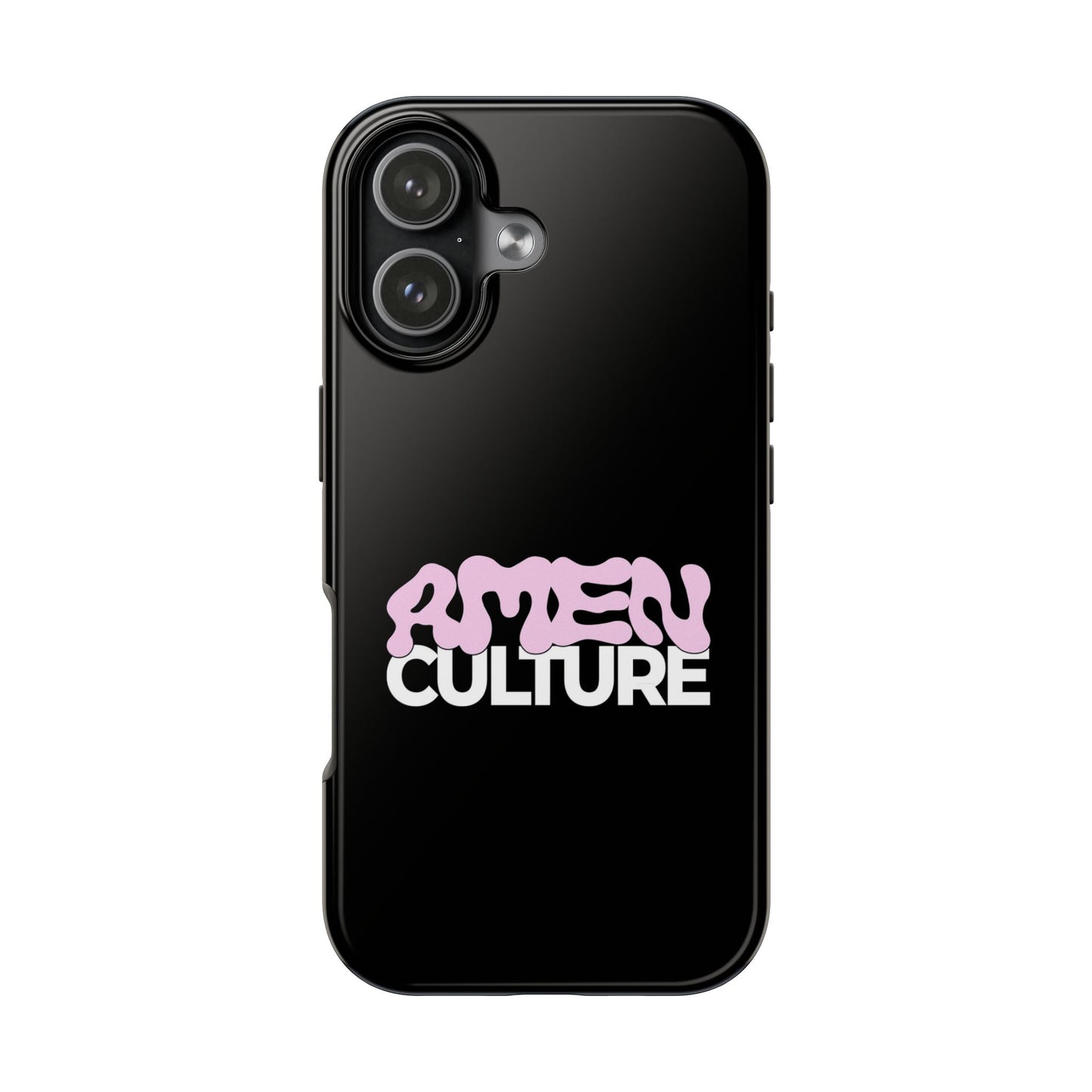 Amen Culture Tough Phone Case — Glossy Protective iPhone Cover with Pink Retro Logo