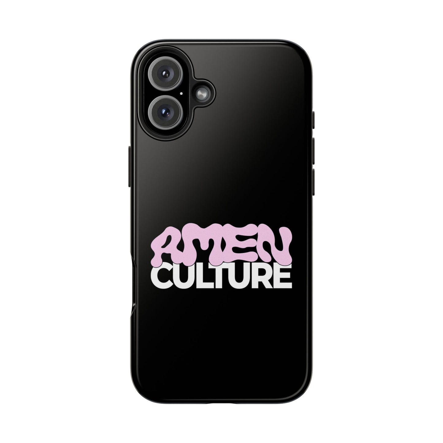 Amen Culture Tough Phone Case — Glossy Protective iPhone Cover with Pink Retro Logo
