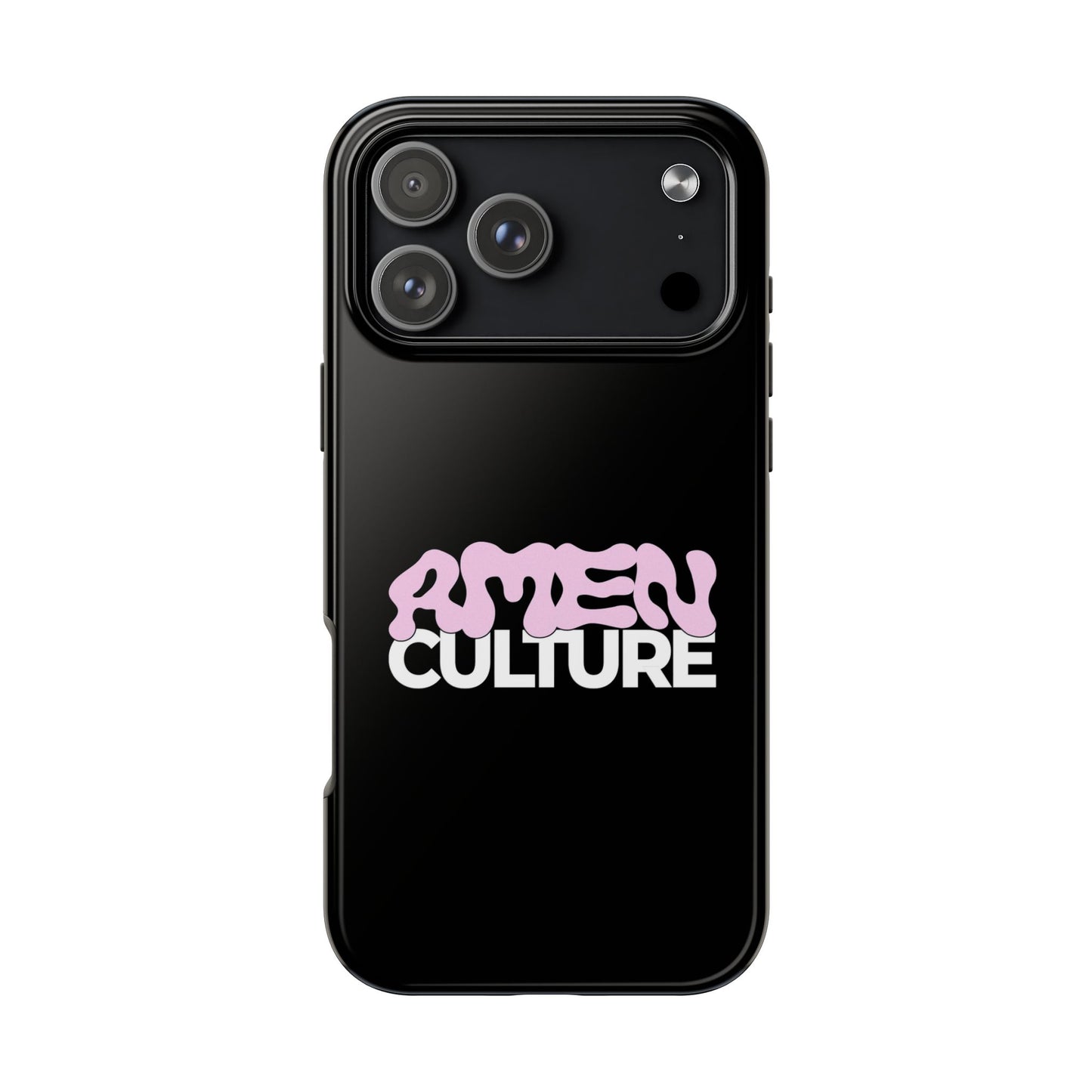 Amen Culture Tough Phone Case — Glossy Protective iPhone Cover with Pink Retro Logo