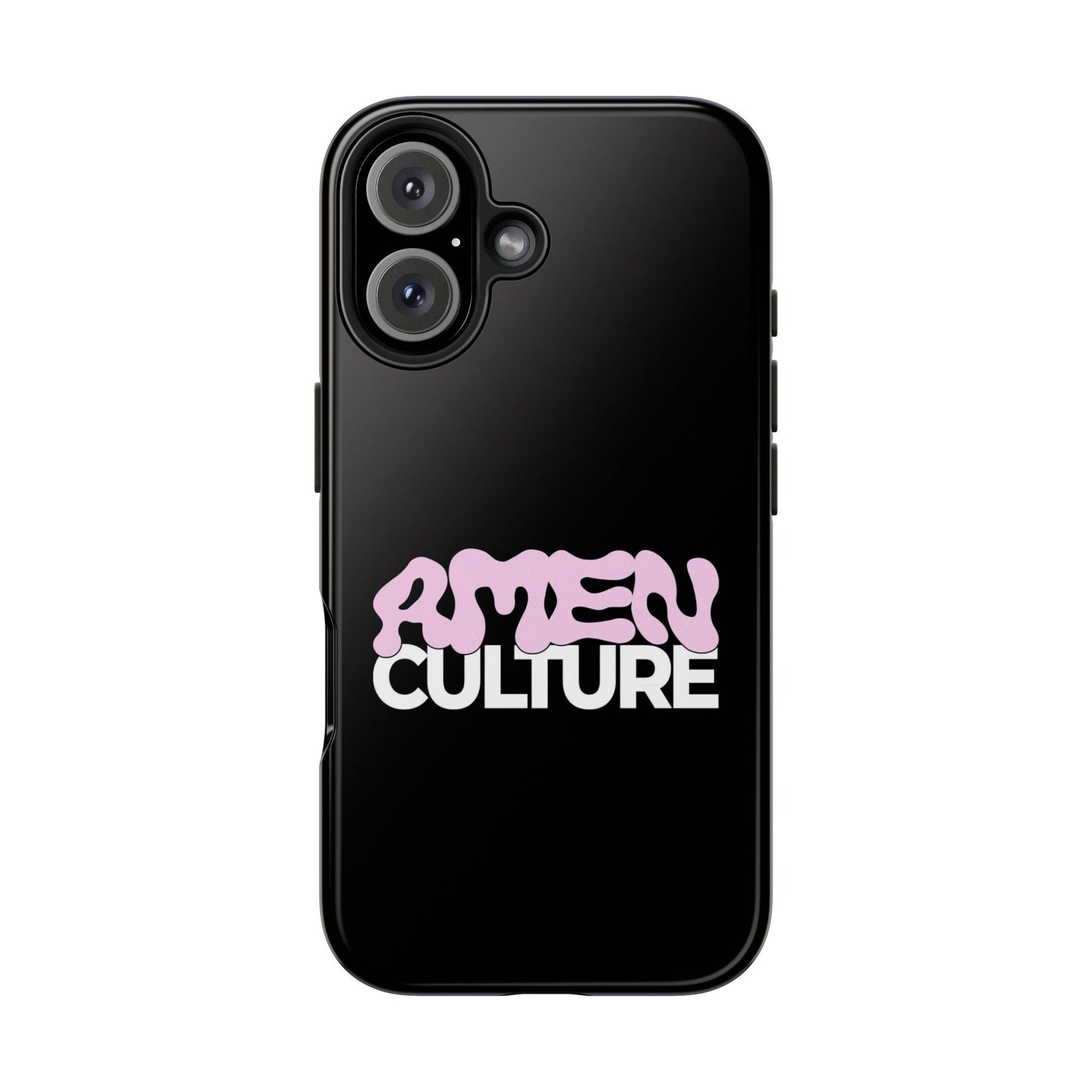 Amen Culture Tough Phone Case — Glossy Protective iPhone Cover with Pink Retro Logo