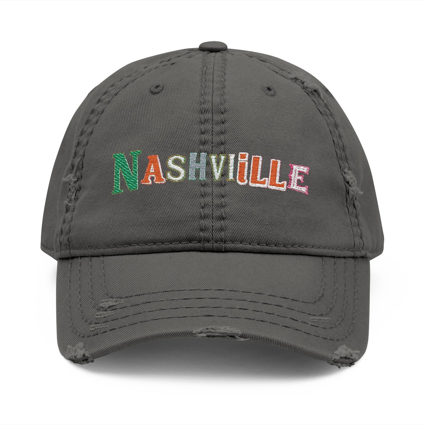 Nashville Distressed Embroidered Dad Hat — Vintage City Baseball Cap
