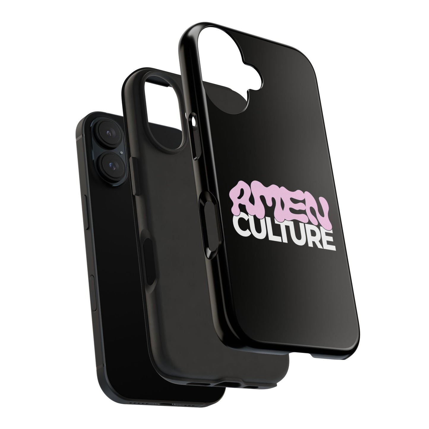 Amen Culture Tough Phone Case — Glossy Protective iPhone Cover with Pink Retro Logo
