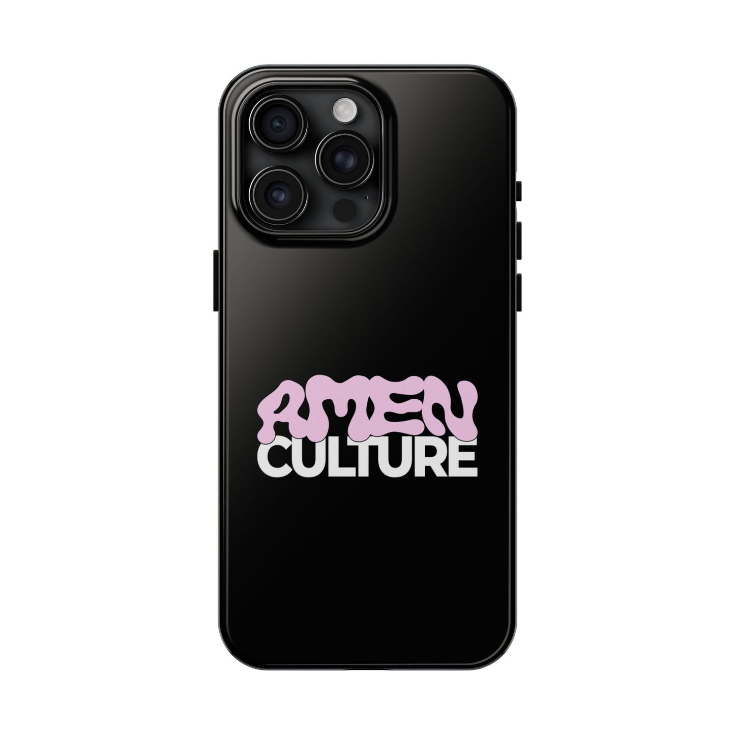 Amen Culture Tough Phone Case — Glossy Protective iPhone Cover with Pink Retro Logo