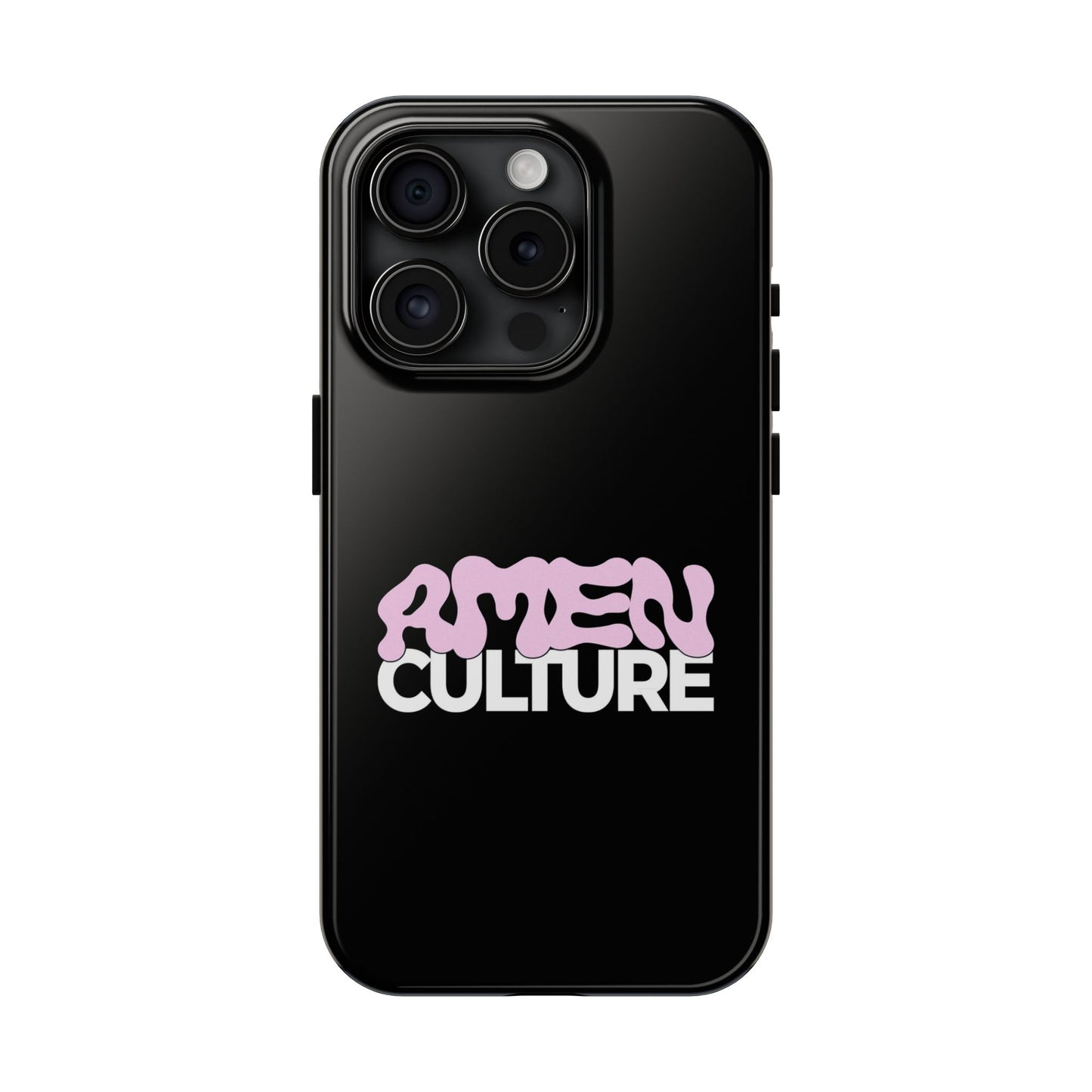Amen Culture Tough Phone Case — Glossy Protective iPhone Cover with Pink Retro Logo