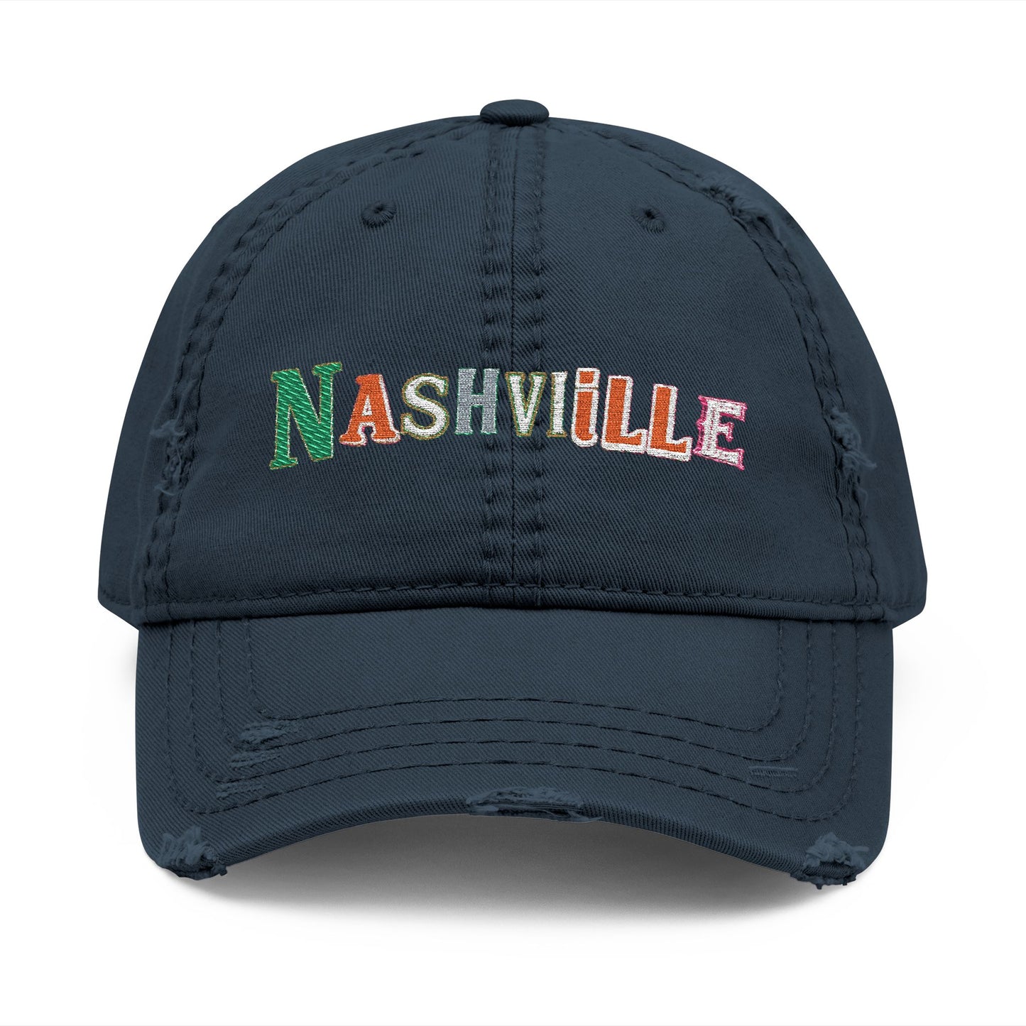 Nashville Distressed Embroidered Dad Hat — Vintage City Baseball Cap