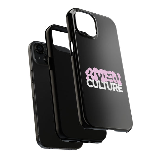 Amen Culture Tough Phone Case — Glossy Protective iPhone Cover with Pink Retro Logo