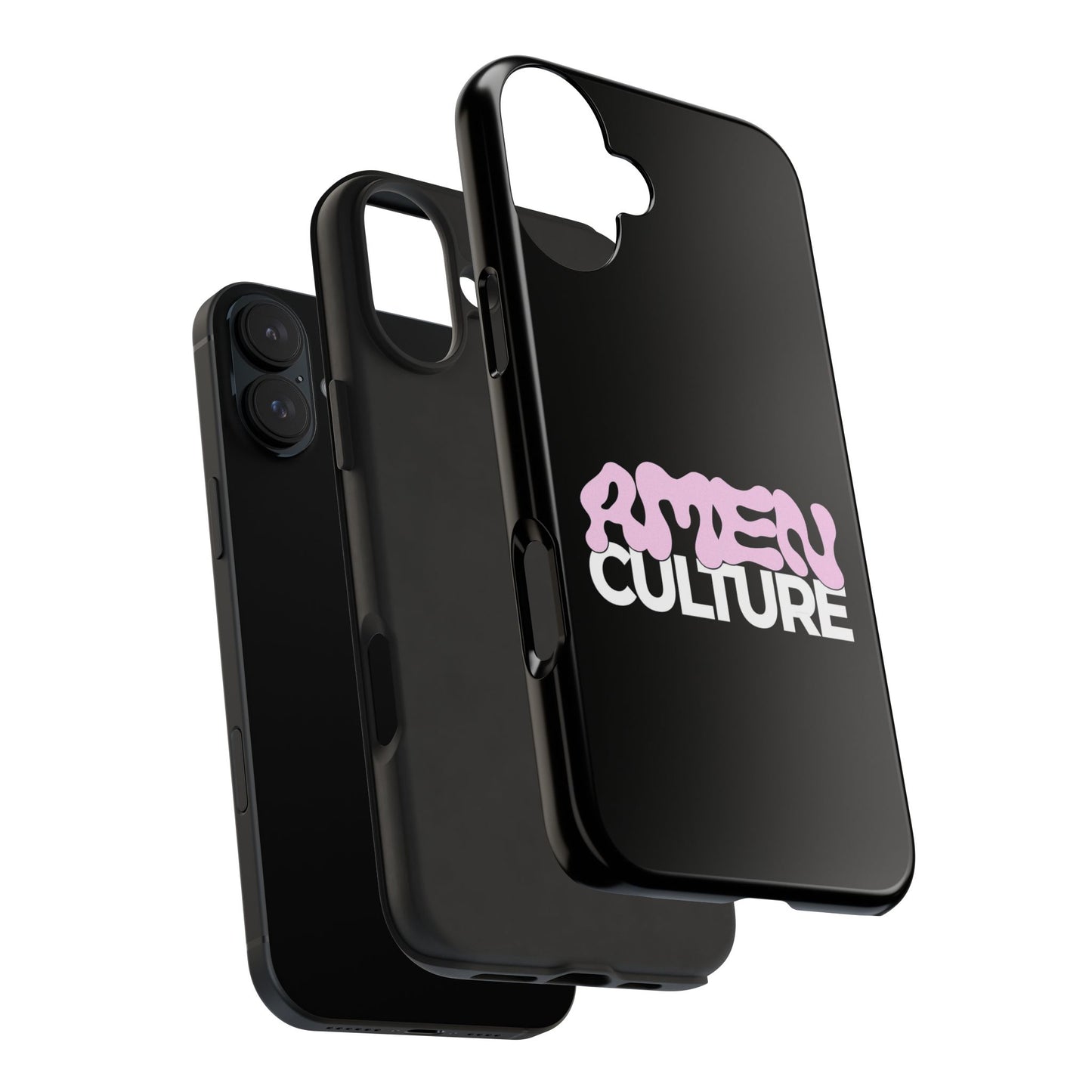Amen Culture Tough Phone Case — Glossy Protective iPhone Cover with Pink Retro Logo